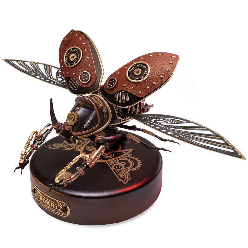 Robotime Rokr 3D Puzzle Golden Coin Turtle giocattoli da costruzione in stile industriale per bambini adulti Steampunk Design con luce a LED