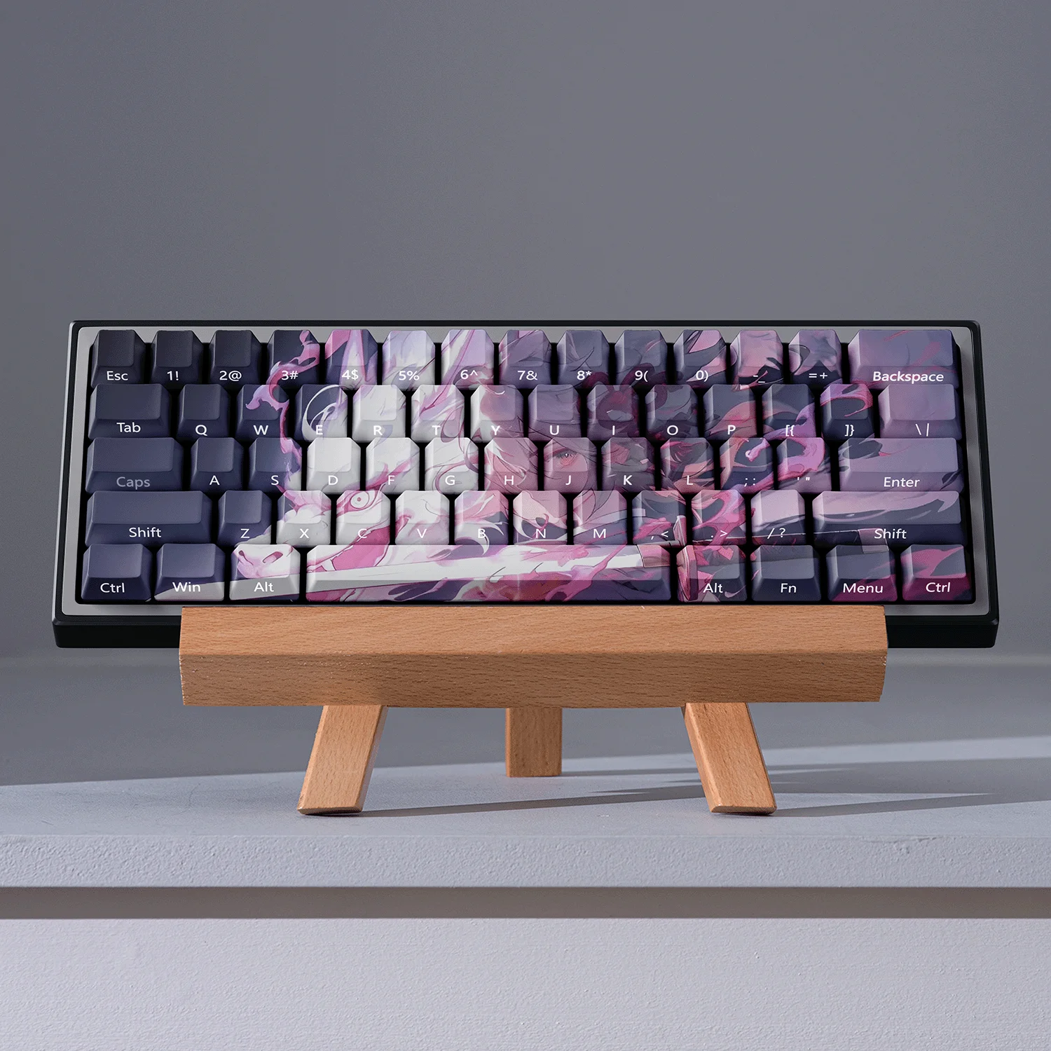 

Pink girl side engraved light pbt keycaps wooting ez made night demon mai from
