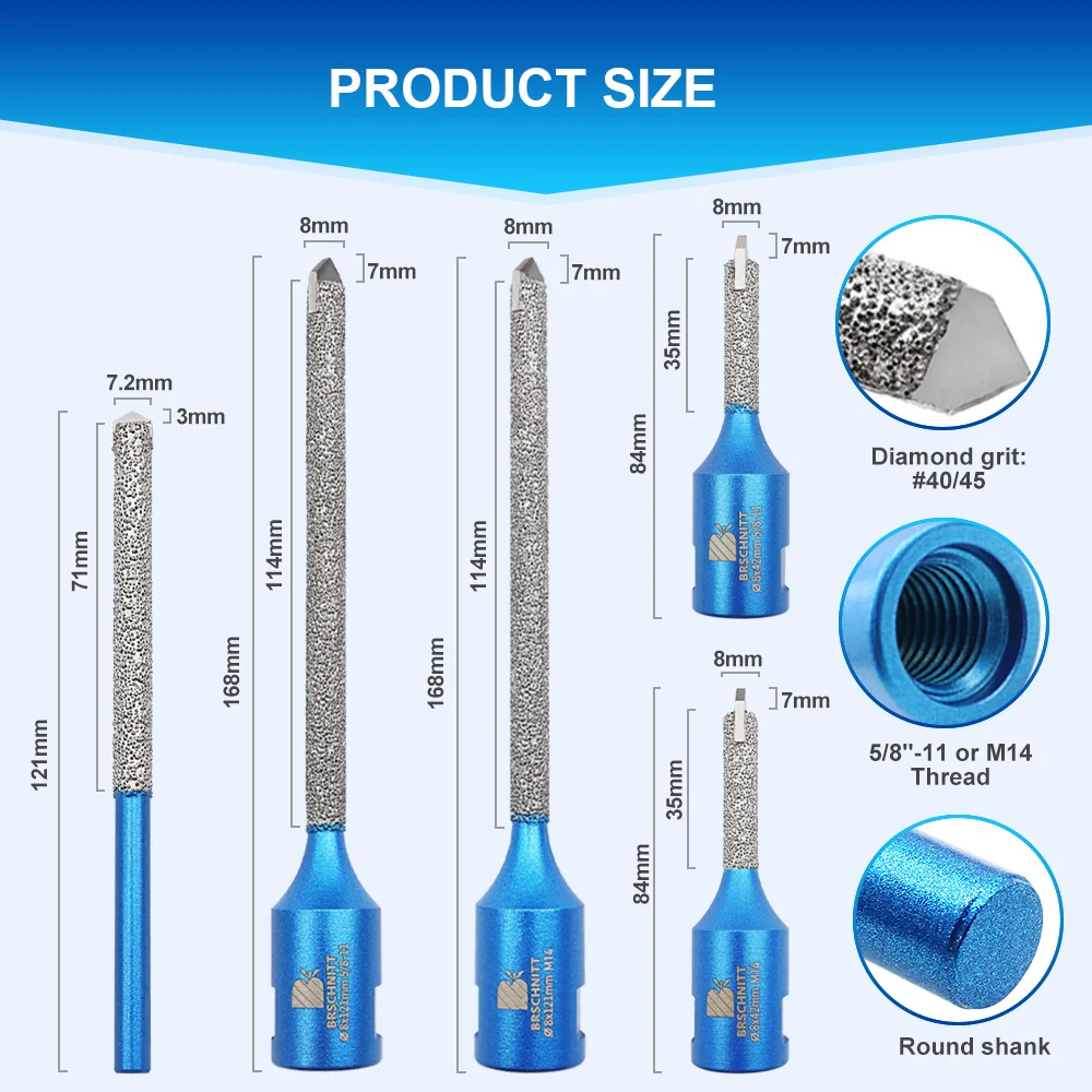 BRSCHNITT 1pc Diamond Milling Bit Finger Bit for Mortar Masonry Brick Top Carbide Round Shank Removal of Mortar Impurities