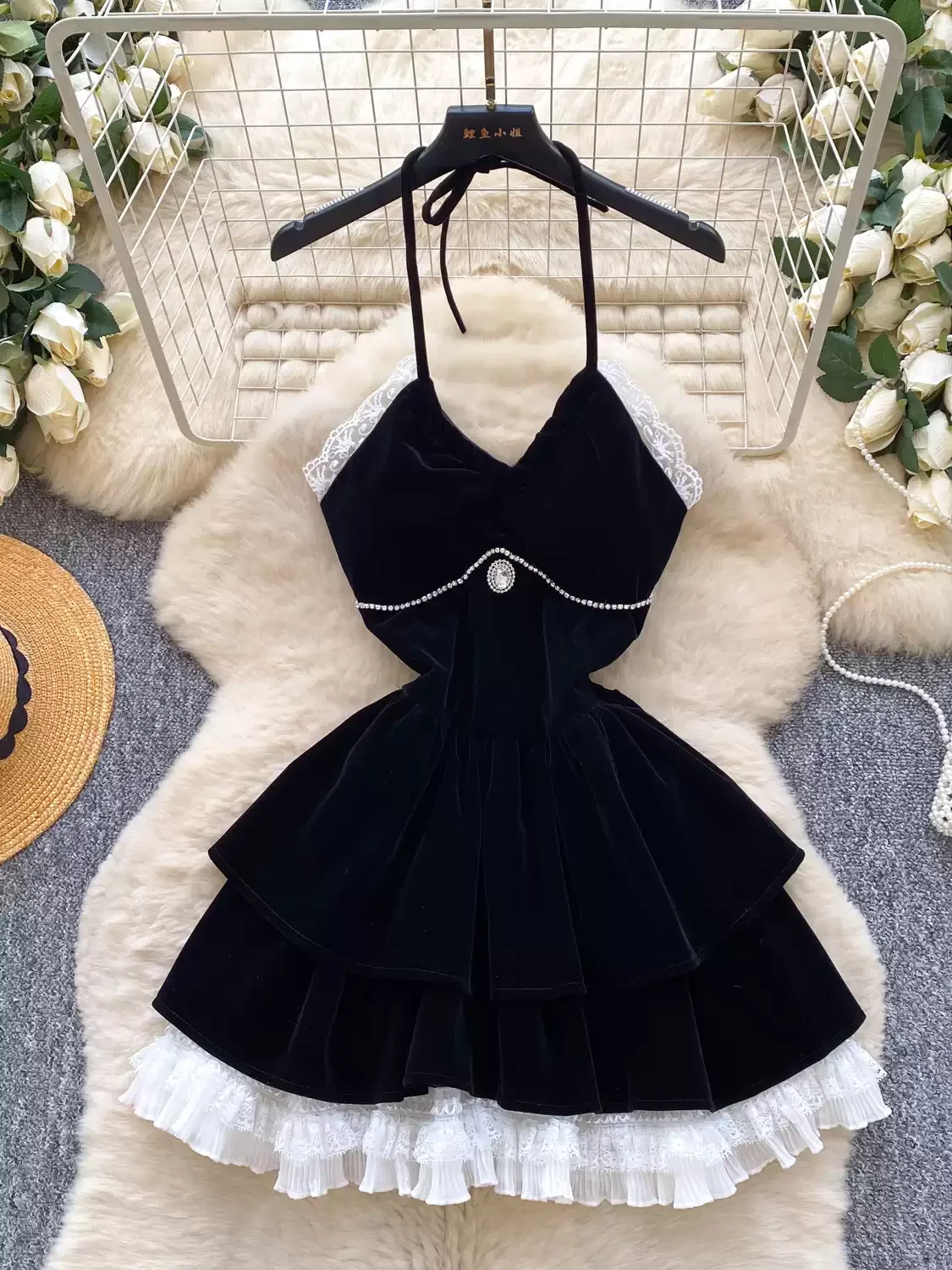 Franse elegante zoete feestjurk dames slanke pailletten boog cami mouwloze hoge taille een lijn mini-jurk verjaardagsfeestje chique outfit