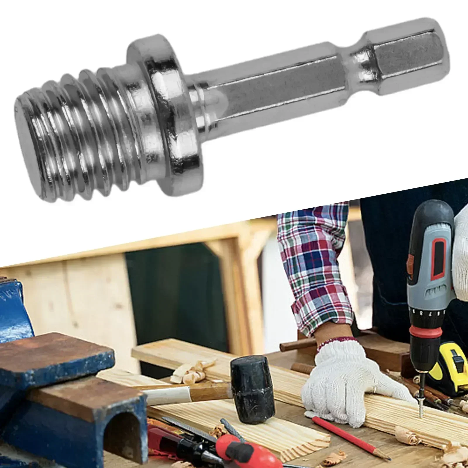 M14 ไฟฟ้าเจาะเครื่องบดมุมก้านเชื่อมต่อสกรู 14 มม.อะแดปเตอร์Hexagon Rod Conversion Bar Chuck Connectorเครื่องมือ 1PC