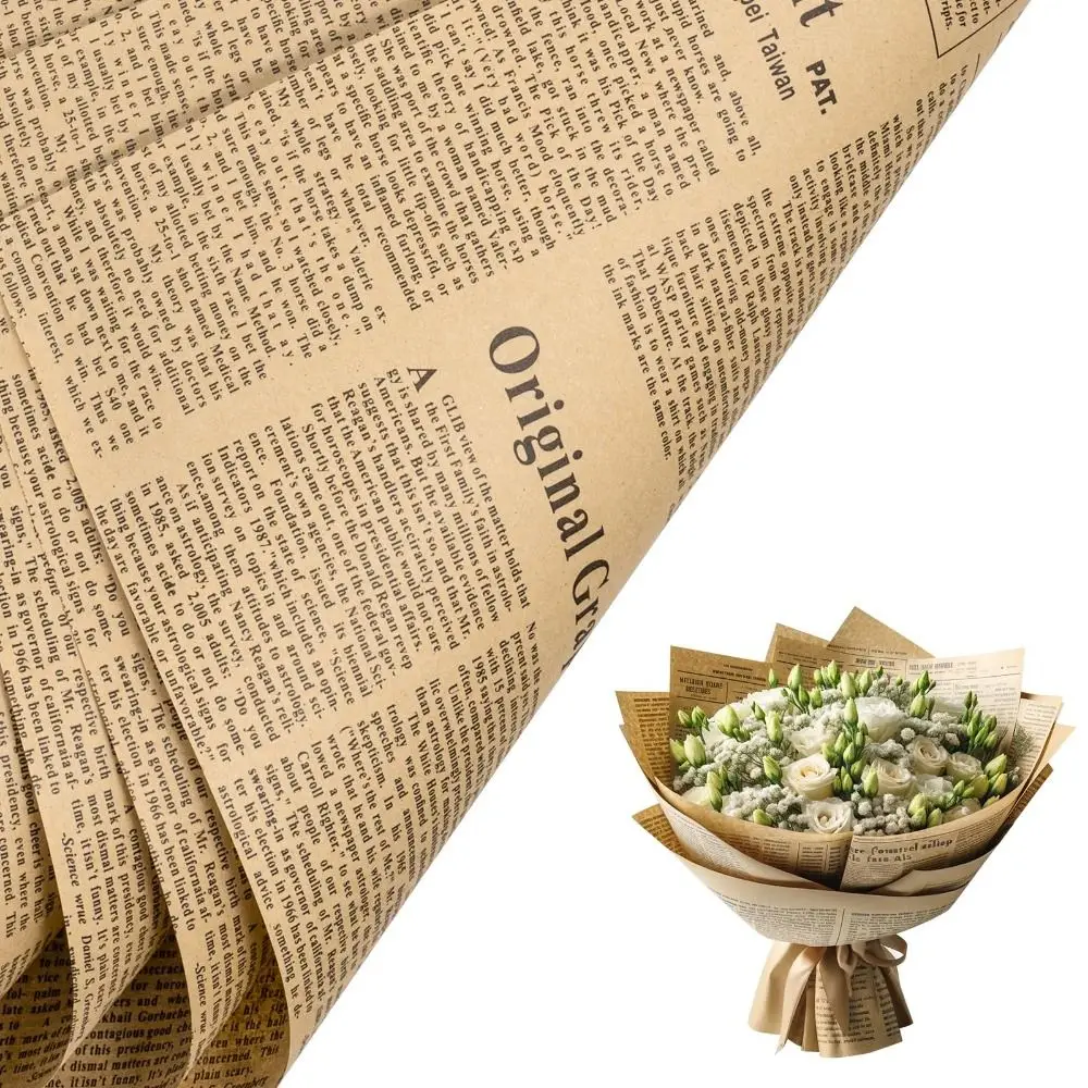 45pcs-double-sided-bouquet-kraft-wrapping-paper-retro-english-vintage-newspaper-wrapping-paper-reversible-kraft-newsprint