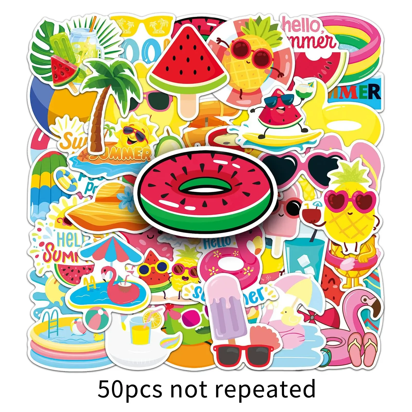 

10/50PCS Funny Summer Graffiti Sticker Little fresh Beach Decal For Laptop Phone Guitar Skateboard Waterproof Sticker Kid Toy