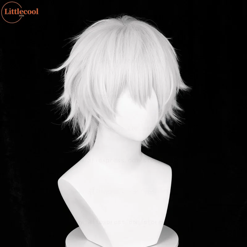 High Quality Kaneki Ken Cosplay Wig 30cm Short Silver White Fluffy Men Heat Resistant Synthetic Anime Wigs + Hairnet