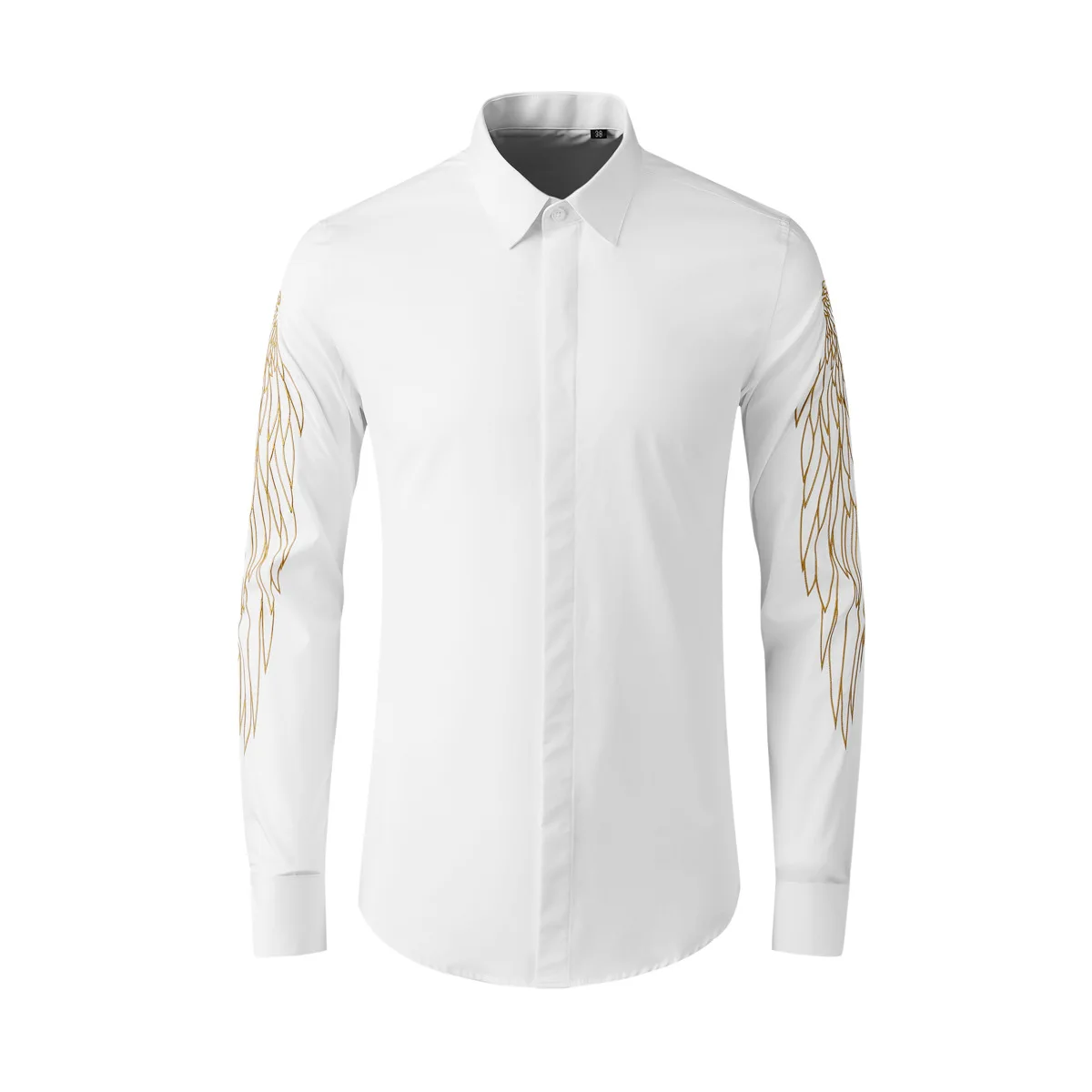 Sleeves with gold wings, long sleeves, men's fashion trend, men's top, trendy new element, cotton