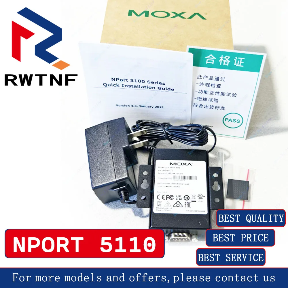 العلامة التجارية الجديدة الأصلية NPORT 5110 MOXA Mosha الخادم التسلسلي 1 منفذ 232 إلى منفذ الشبكة ، مخزون المستودعات الأصلي 100%