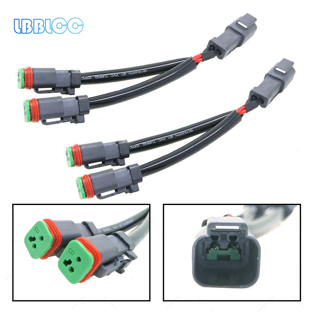 

Deutsch DT DTP 2 Pin Y Splitter Waterproof Wiring Harness Male to 2 Female Auto Connector Kit for LED Work Light Adapter pigtail