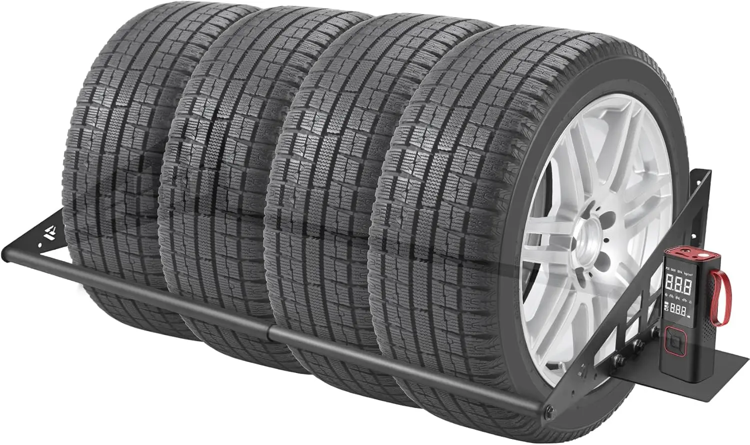 Support mural réglable pour pneus, rangement en acier robuste pour garage, convient à 31 à 56 pouces de large, capacité de 400 lb