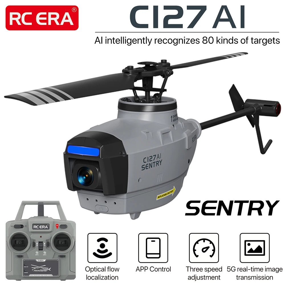 RC ERA C127AI Helicopter 80 Kinds Recognizes 5G/WIFI Optical Flow Localization Brushless Motor APP Control Remote Control