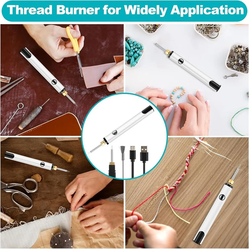 (New)-Rechargeable Thread Burner Kit For Jewelry Making,Digital Thread Zapper Tool,Leather Craft,Sewing,Weaving & Stringing