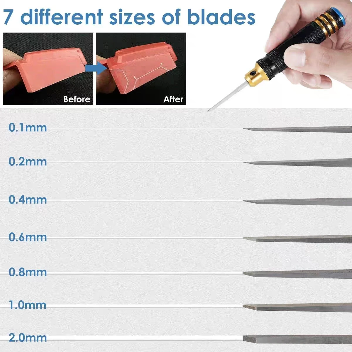 Carved Resin Line Panel, Scribing Line, Hobby, Cutting Tool, Chisel Model With 7 Blades, 0.1-2.0mm For Carving Cutting