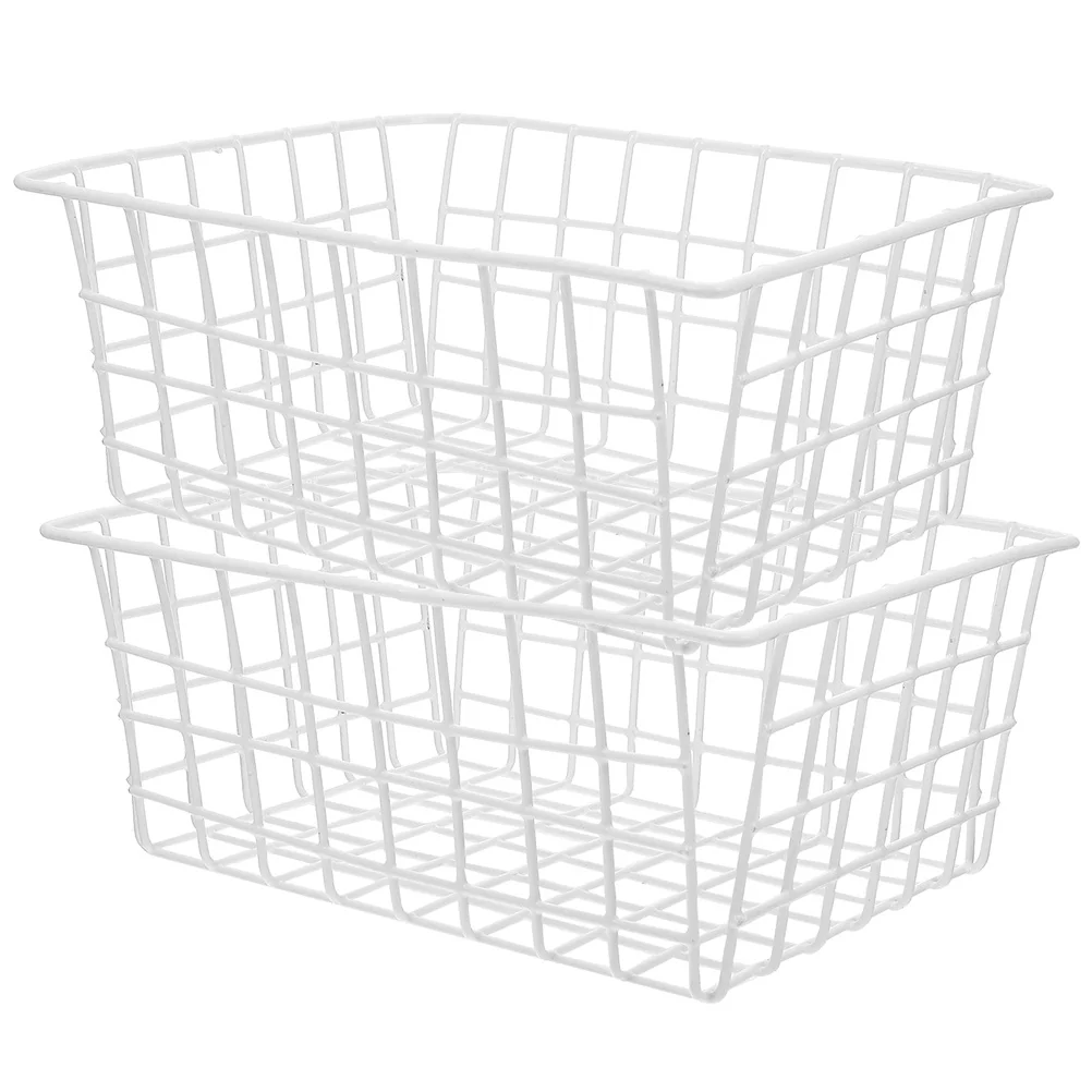 

2 Pcs Fruits Basket Stackable Wire Baskets Freezer Baskets For Chest Freezer Storage Bin Storage Fridge Rack Organizer Bins