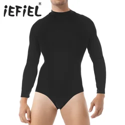 Mens Sports Gymnastics Workout Bodysuit One-Piece Exercise Dance Leotard Undershirt Press Button Crotch Unitard Romper Sleepwear