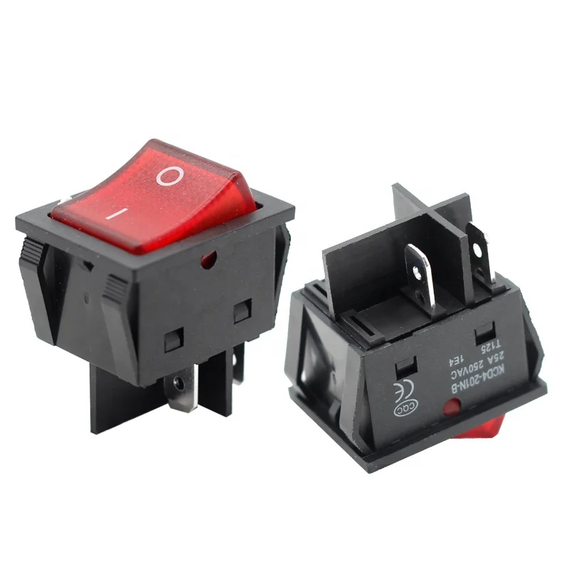 25A 250VAC on off 4pin red led welding machine kcd4  heavy duty  rocker switches