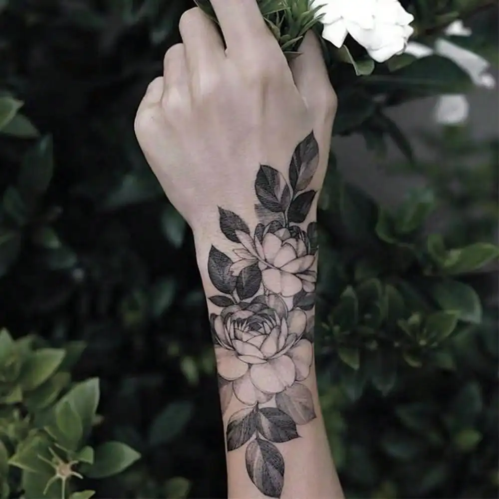 

Large, Unique Flower Design Temporary Tattoo Sticker - Waterproof, Long-Lasting, And Easy To Apply - Perfect For Body Art Enthusiasts And Festival Goers