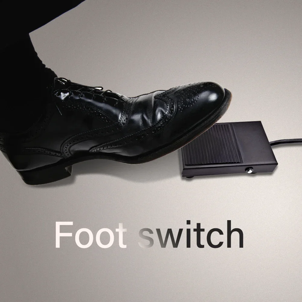 1pc TFS-1 Metal Non-slip Momentary Electric Power Foot Pedal Switch 220V AC 10A Waterproof SPDT Black On Off 1NO1NC Footswitch