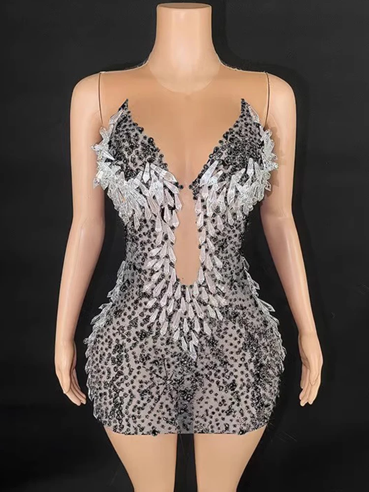 High Quality Rhinestone Color Blocked Elastic Dress 2025 New Fashion Custom Women'S Clothing