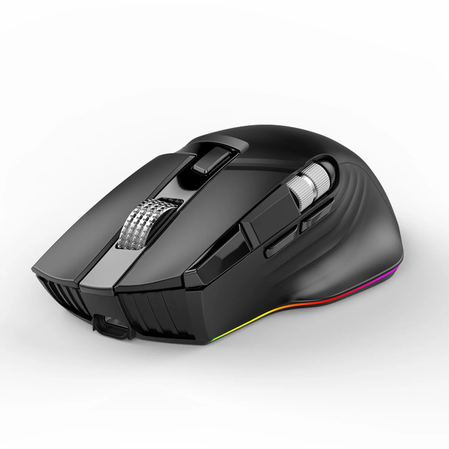 

Ten-button wireless charging game mouse RGB light Bluetooth wired 3-mode dual scroll wheel macro definition e-sports mouse