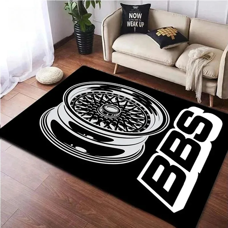 Motorsport Carpet Mat Rug - Racing Wheel Logo Home Decoration Living Room Garage Non-Slip Floor Mat Bedroom Decor Carpet