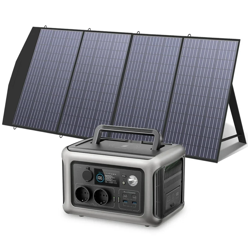 ALLPOWERS R600 Powerstation Lifepo4 Battery 299Wh 600W Solar Generator (Recharge from 0-100% in 1 Hour) With 200W Solarpanel