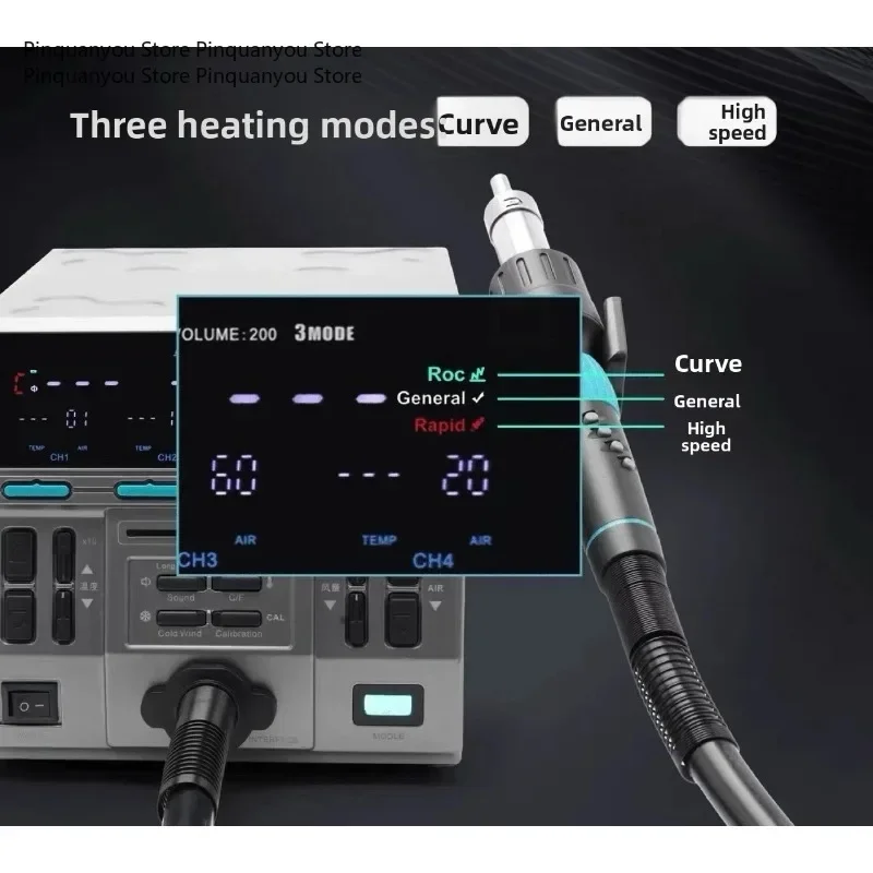 8650PRO Hot Air Rework Station, Curve Heating Function 3 Heating Modes for Phone Motherboard BGA Repair
