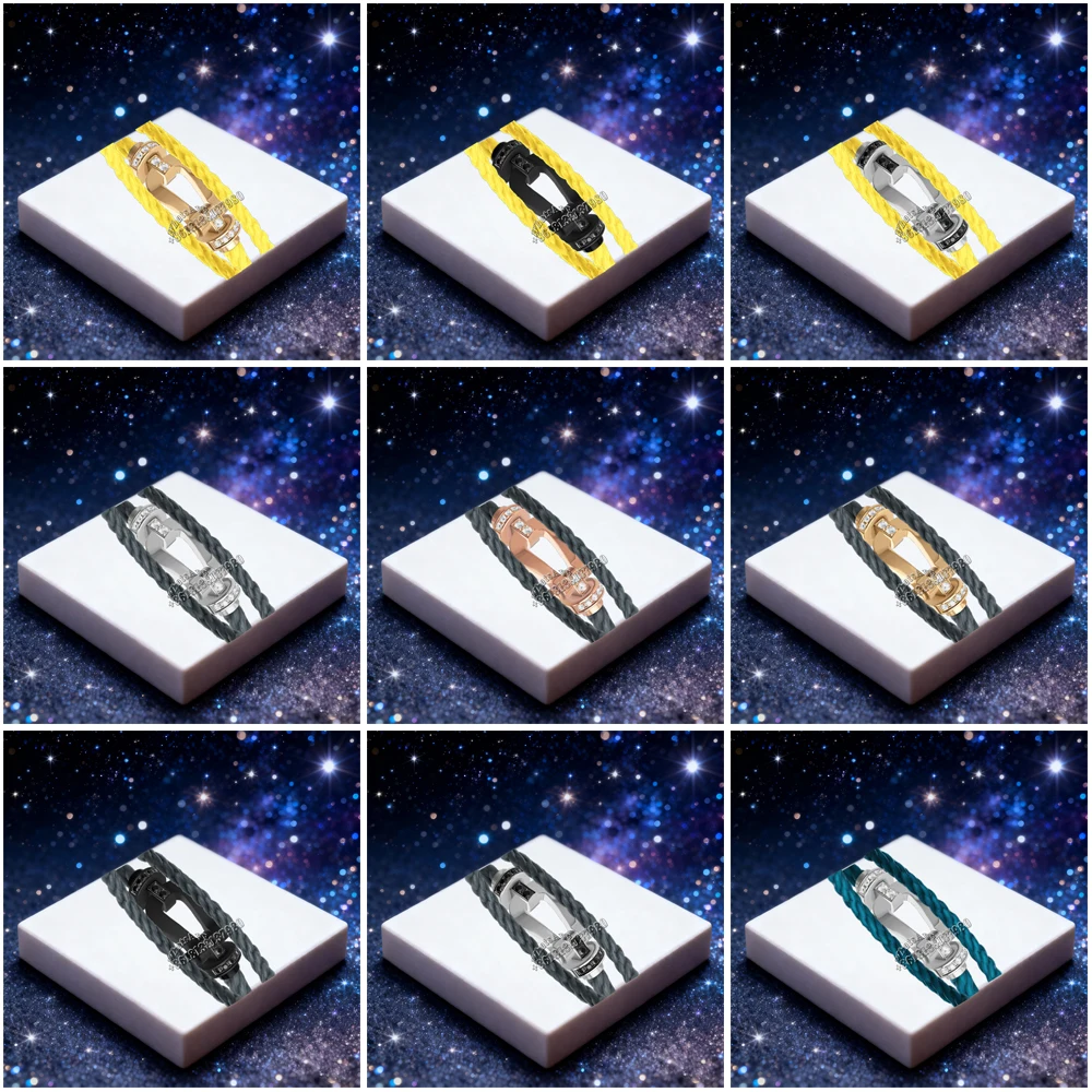 

KUXM, новинка, серебро 925, большой полуциркон, подкова, зеленый, синий, нейлоновый браслет, женская повседневная одежда, подарки для вечеринок, роскошные ювелирные изделия для пар