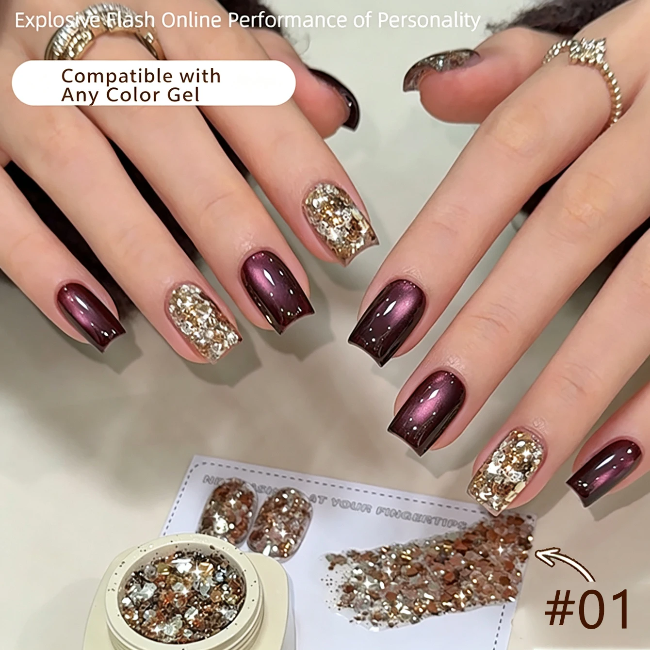 1-2PCS Golden Sequin Purple Re - đánh giá và giá Resin Art Purple