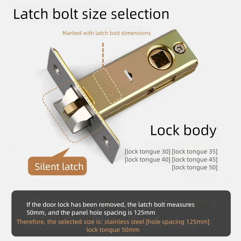 قفل باب الحمام العالمي الداخلي المنزلي - مقبض من سبائك الألومنيوم، لسان واحد