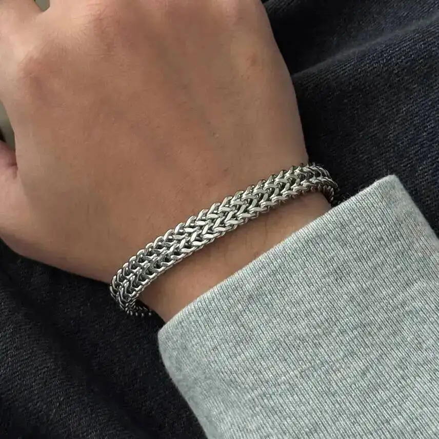 

PuRui 2026 Fashion Men's Wide Cuban Chain Bracelet Stainless Steel Hip Hop Titanium Magnetic Buckle Steampunk Jewelry