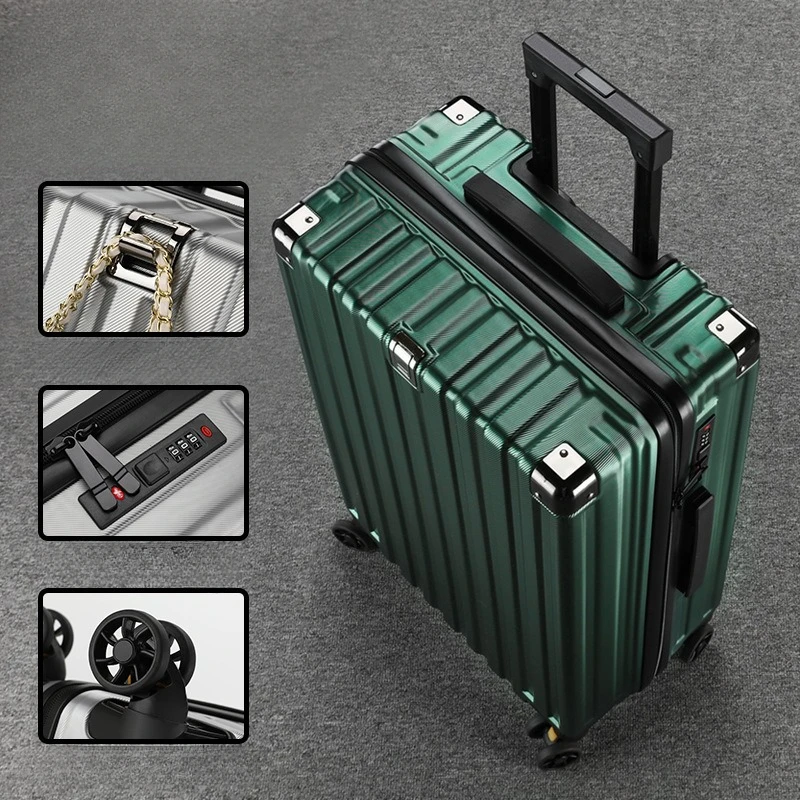 New Aluminum Frame Suitcase Boarding Universal Wheel Luggage Case Lightweight Trolley Case Combination Lock 20/22/24/26/28 Inch