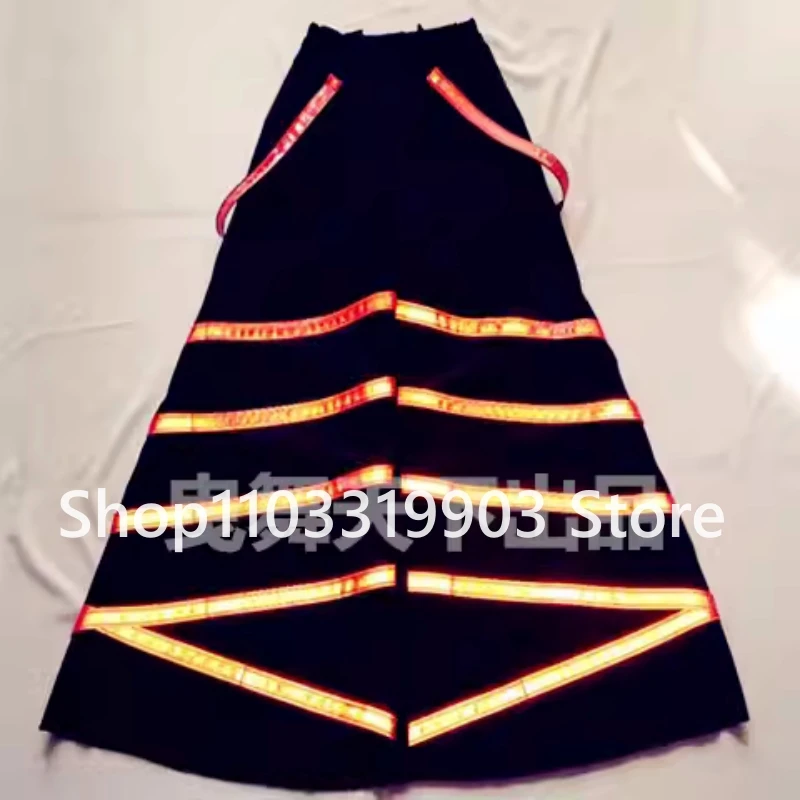 Shuffle Phat Pants Special Pattern Reflective Strip Night Vision Luminous Bell-bottoms Pants Street Cool Drag Dance Trousers New