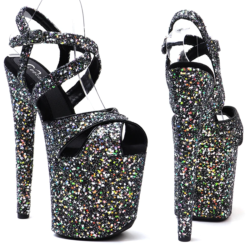 Leecabe 8Inch/20cm Glitter Women's Platform party High Heels sandals stripper heel Pole Dancing Shoes