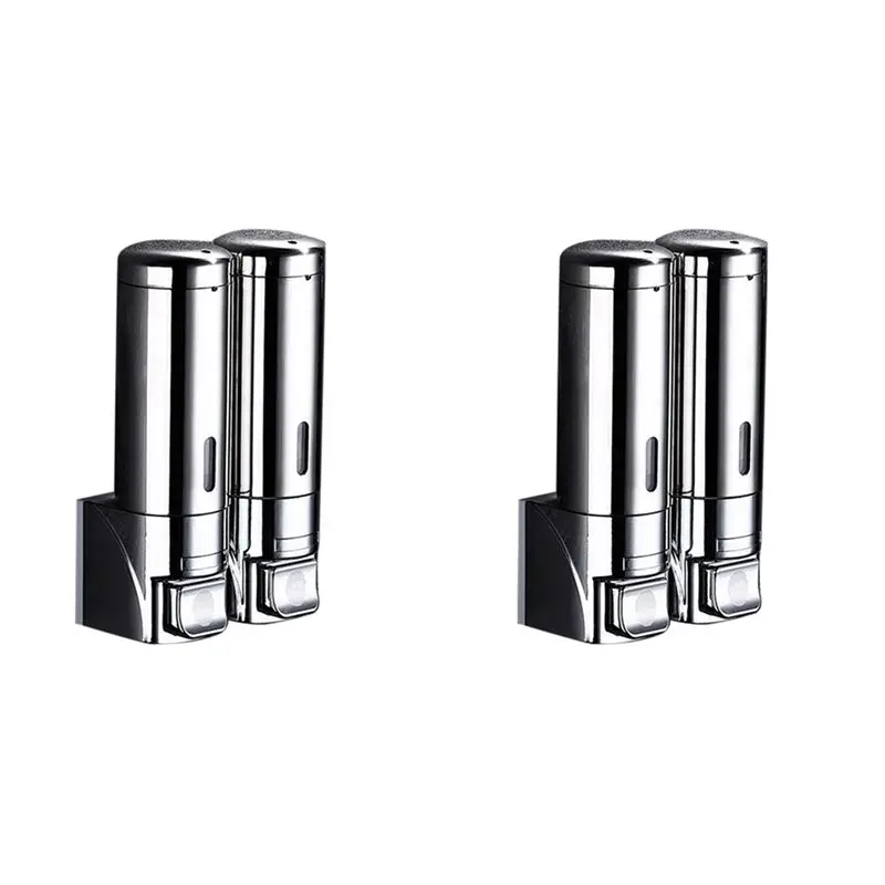 baaj-2pcs-2x300ml-soap-dispenser-wall-wall-mount-hotel-shampoo-lotion-liquid-soap-dispenser-stainless-steel