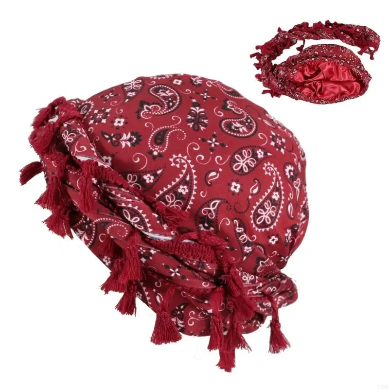 Y3NE Fringed Skull Hat for Outdoor Sports Head Wrap Cycling Bandana Multicolored