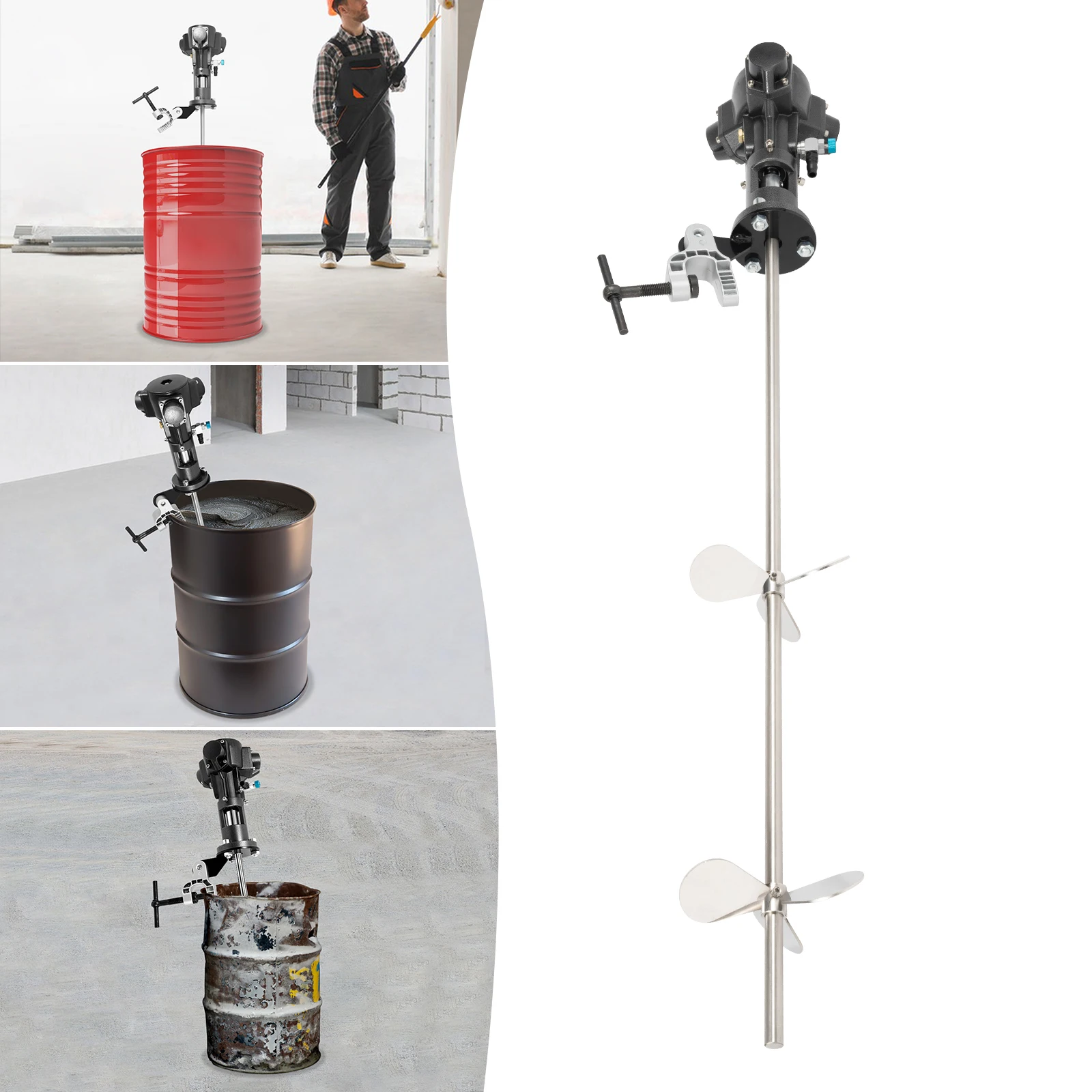 1/2HP 50 جالون الفولاذ المقاوم للصدأ قوس هوائي خلاط ، خزان برميل كليب قوس الهواء المحرض الطلاء مزيج أداة 50-2000 دورة في الدقيقة #1