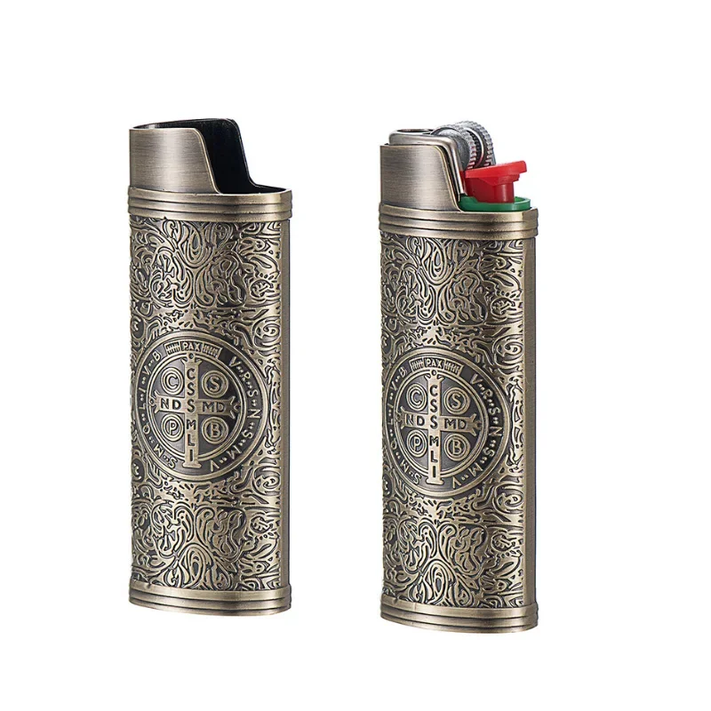 Vintage Retro Constantine Metal Lighter Case Cover Stand, Lighter Case for BIC J6 Full Size Lighters
