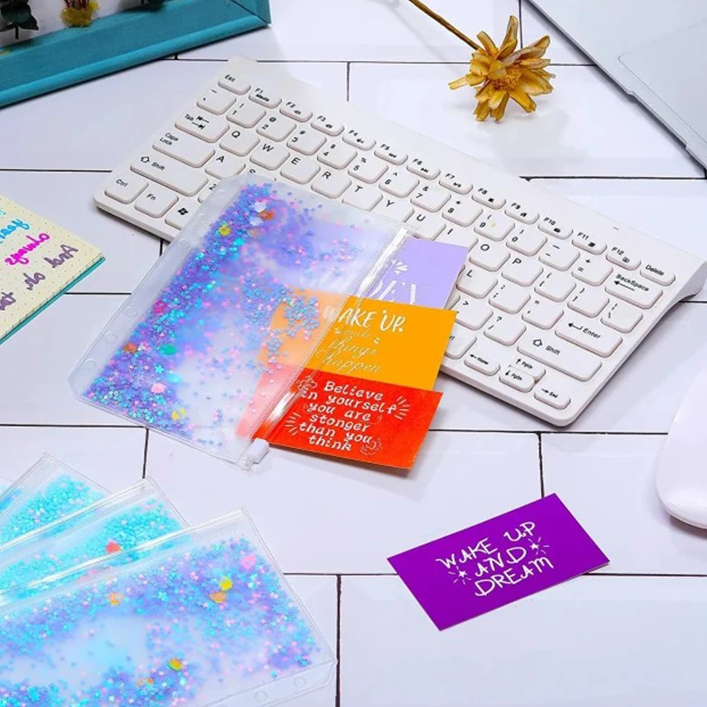 

6 Pcs Document Folders A6 Zipper Bags Lightweight Office School Supplies Clear View Loose-Leaf Pouch Pockets