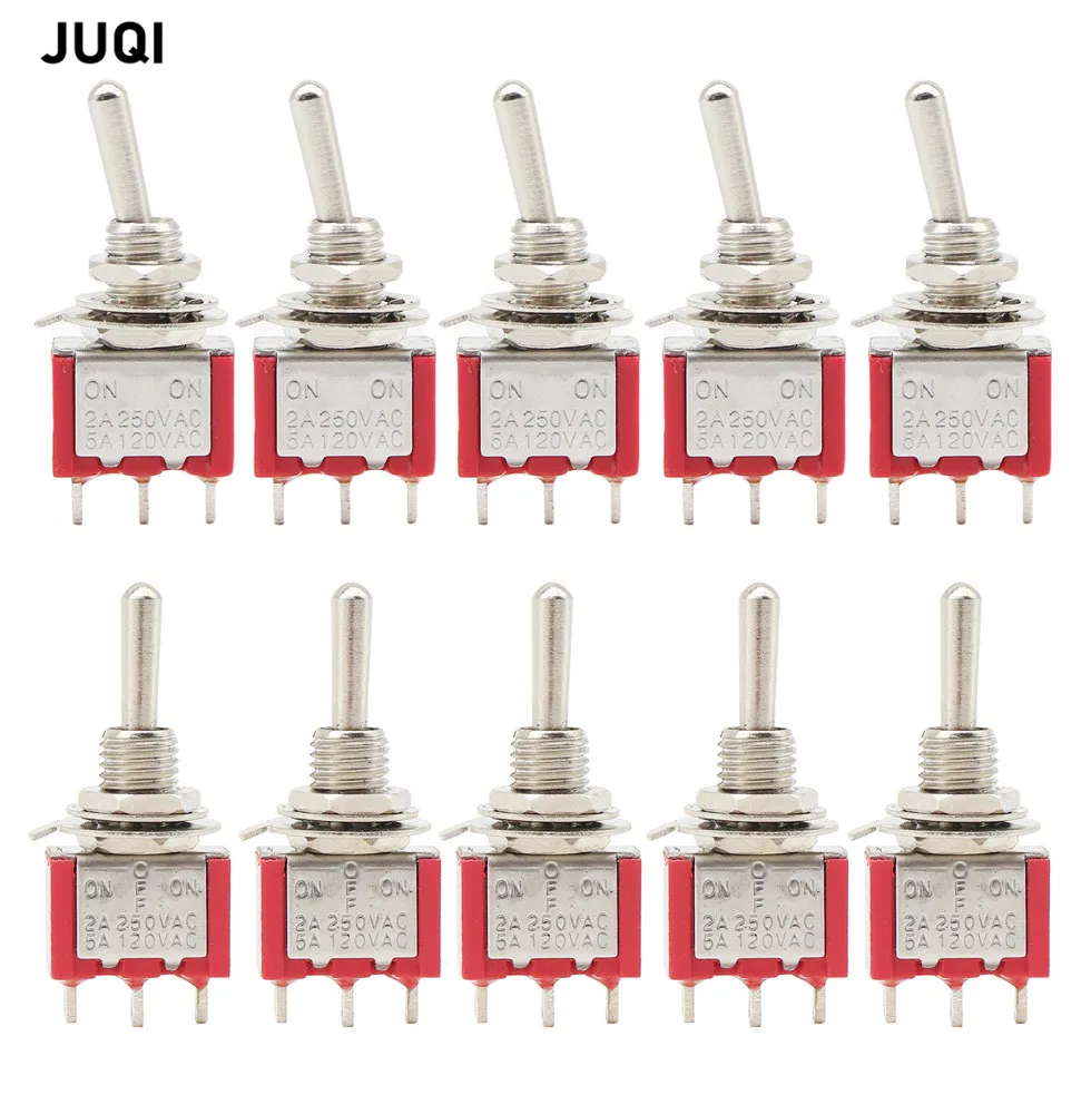 5/10PCS MTS-102 Red 3 PINToggle Switch Mini  Switches 2 /3 Position 6MM Latching Switch MTS-103  SPDT ON-OFF -ON Waterproof Cap