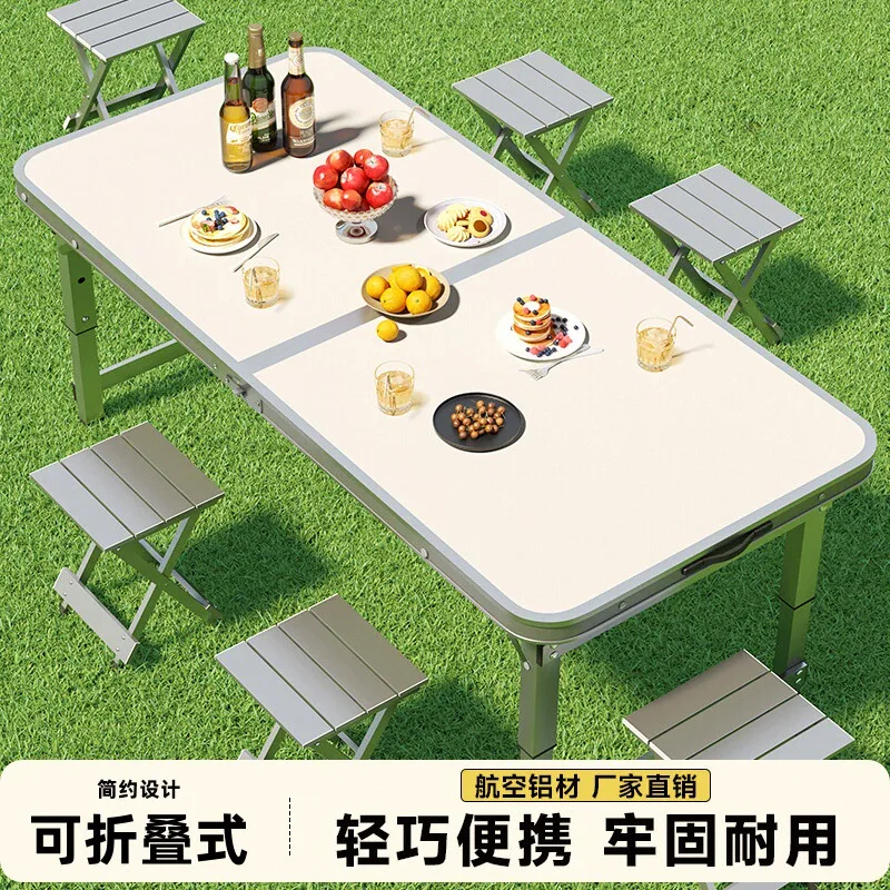 Outdoor stall small table foldable portable aluminum alloy camping outdoor dining  and chairs stall