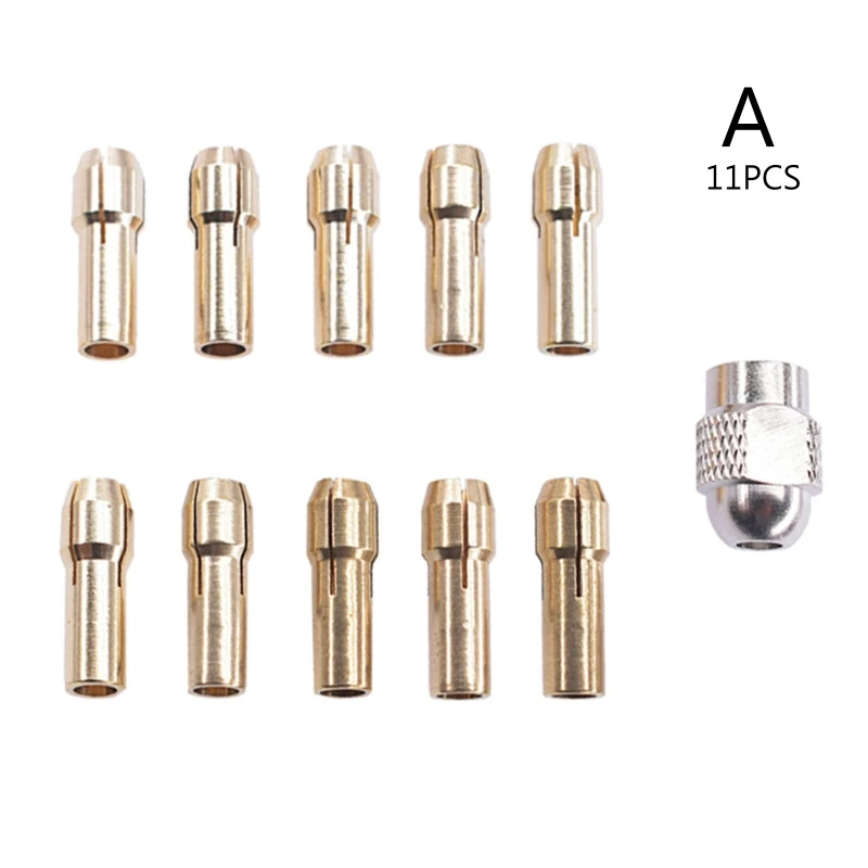 11pcs Power Tool Mini Drill Brass Collet Chuck forDremel Rotary Tool Engraver