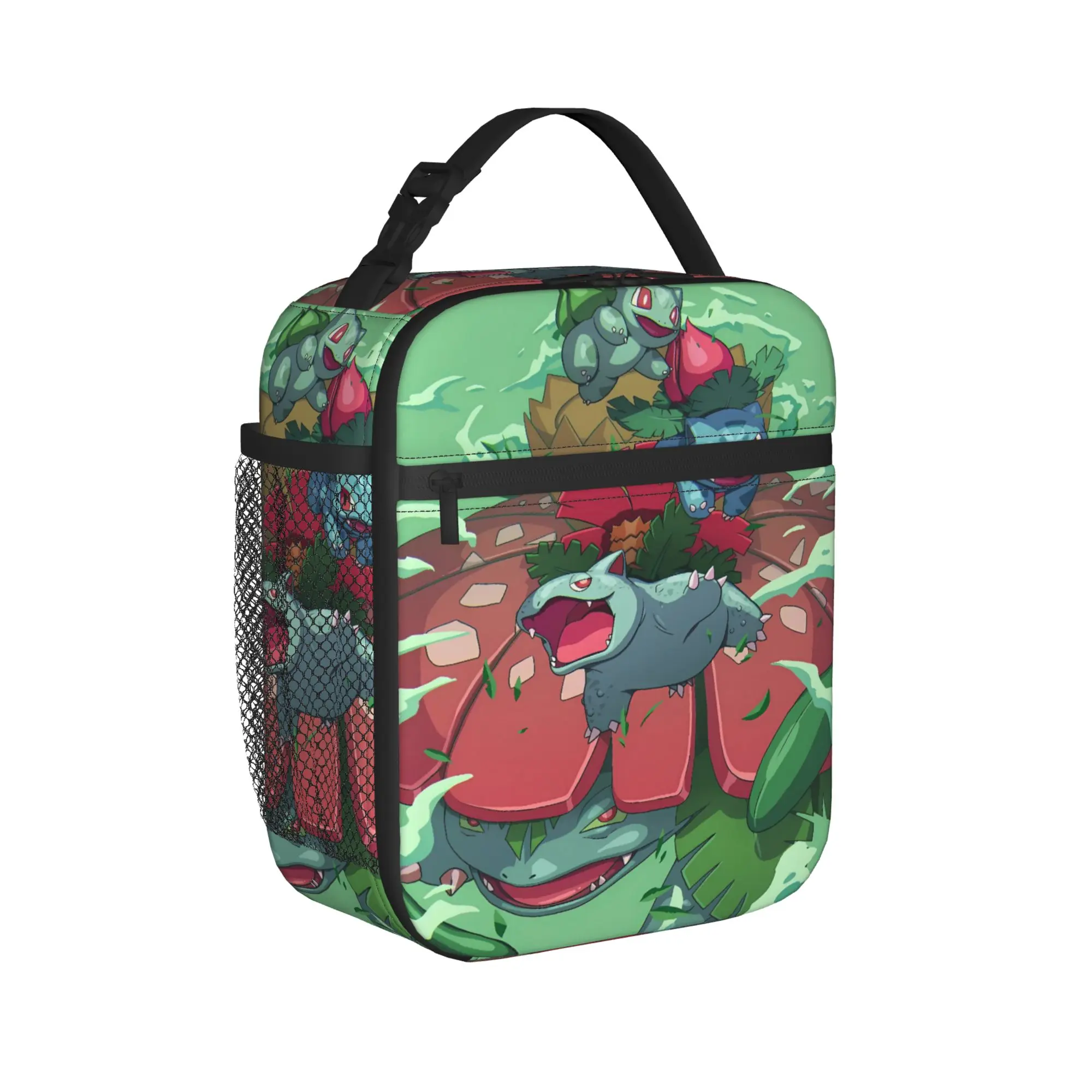Bulbasaur Bloom Anime Lunch Bag For Child  Designer Travel Lunch Box Leisure Portable Oxford Cooler Bag