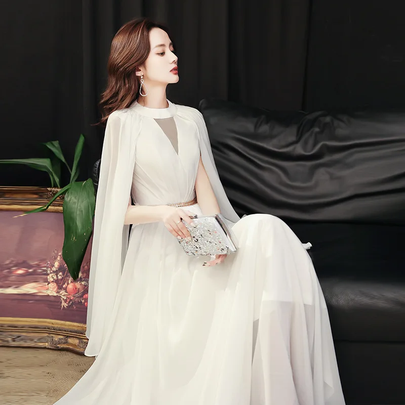 

Evening Gown for Women2025New Style Banquet Elegant French Light Luxury Niche Design Texture White Dress Gown/Late