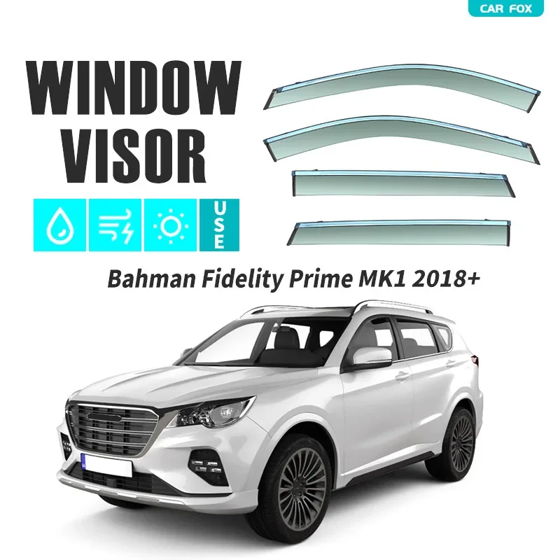 4pcs For Bahman Fidelity Prime 2018-2025 Car Window Visors Awnings Shelters Rain Guards Weathershields Sun Rain Deflectors