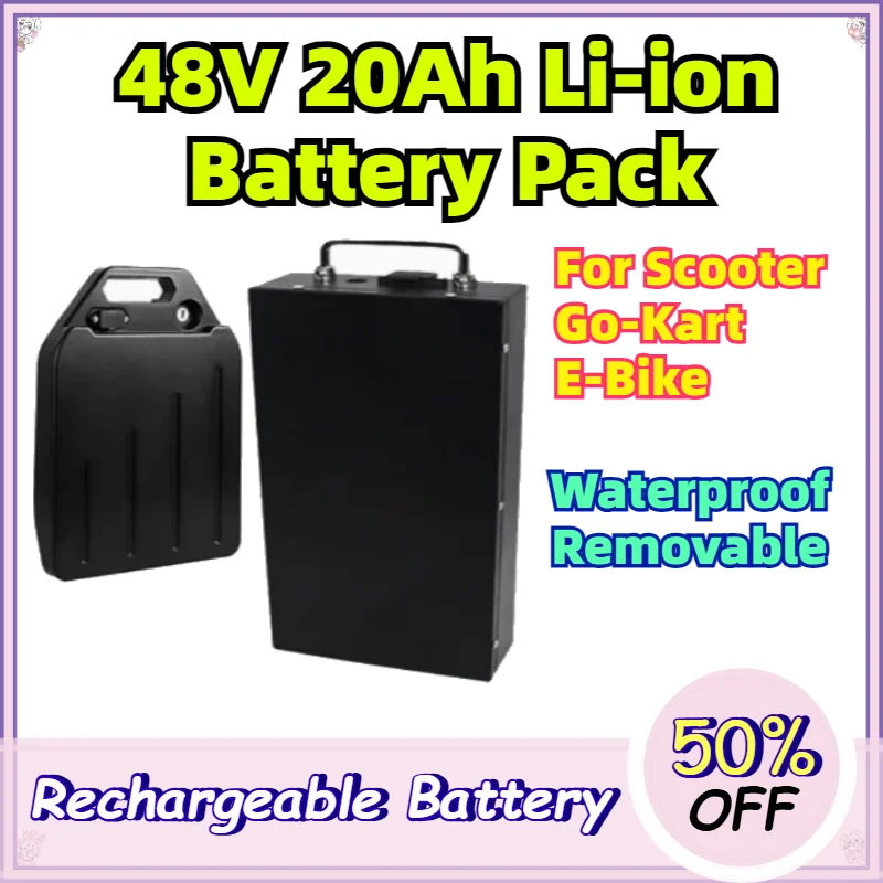 48V 20Ah Li ion Battery Pack Waterproof Removable for Harley Scooter Go Kart AGV Electric Motorcycle