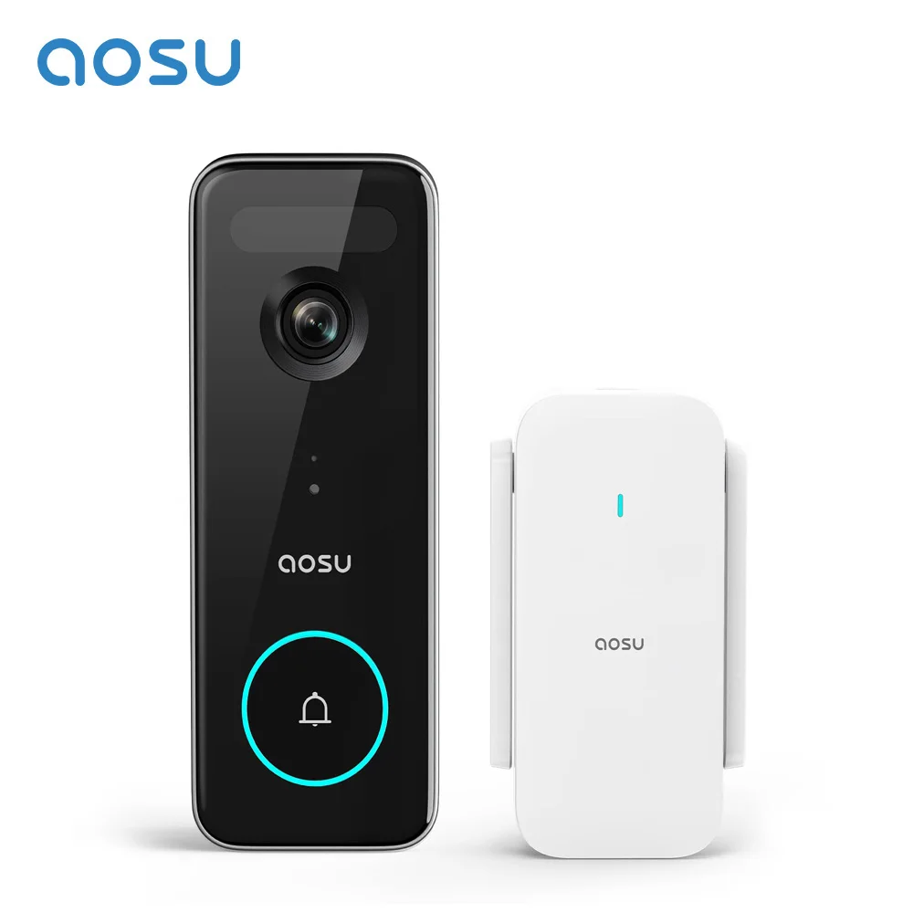 AOSU WiFi Video Doorbell 5MP Ultra HD Outdoor Camera PIR Motion Detection 2-Way Audio IP66 Wireless Door Bell Support Alex