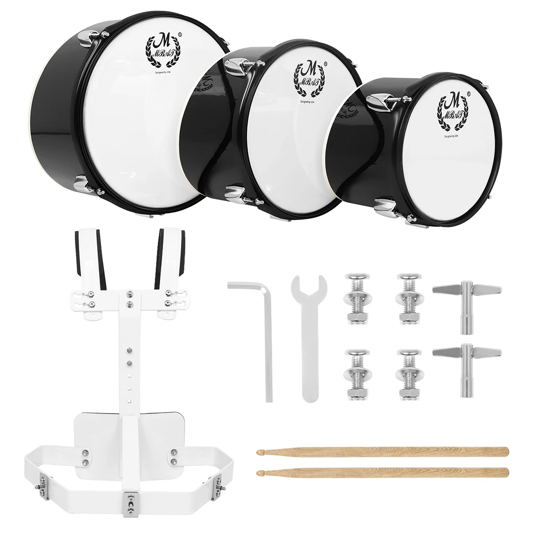 10 11 12 Inches Maple Marching Snare Drum With Bracket Multiple Percussion Musical Instrument