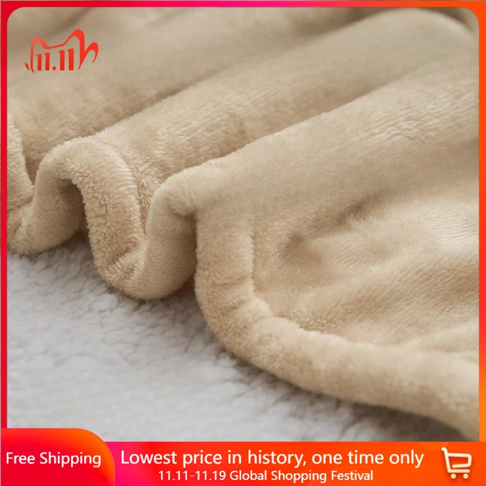 Heated Blanket Electric Single Controller Anti-static Flannel and Sherpa Heating Blanket with 10 Heating Levels Electric Blanket