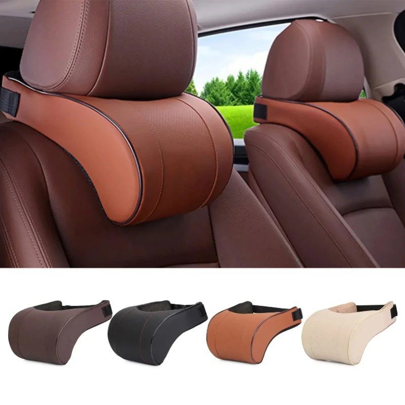 

Seat Headrest Pad for Auto Interior Memory Foam Car Neck Pillow PU Leather Headrest Cushion for Comfortable Driving