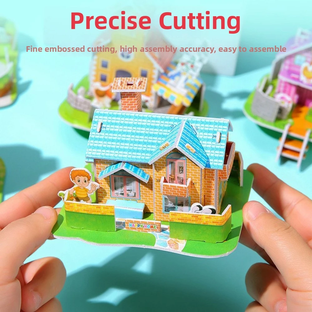 

Сборная 3D-модель дома ручной работы 9,8*11 см, случайные стили, DIY, бумажный конструктор-головоломка