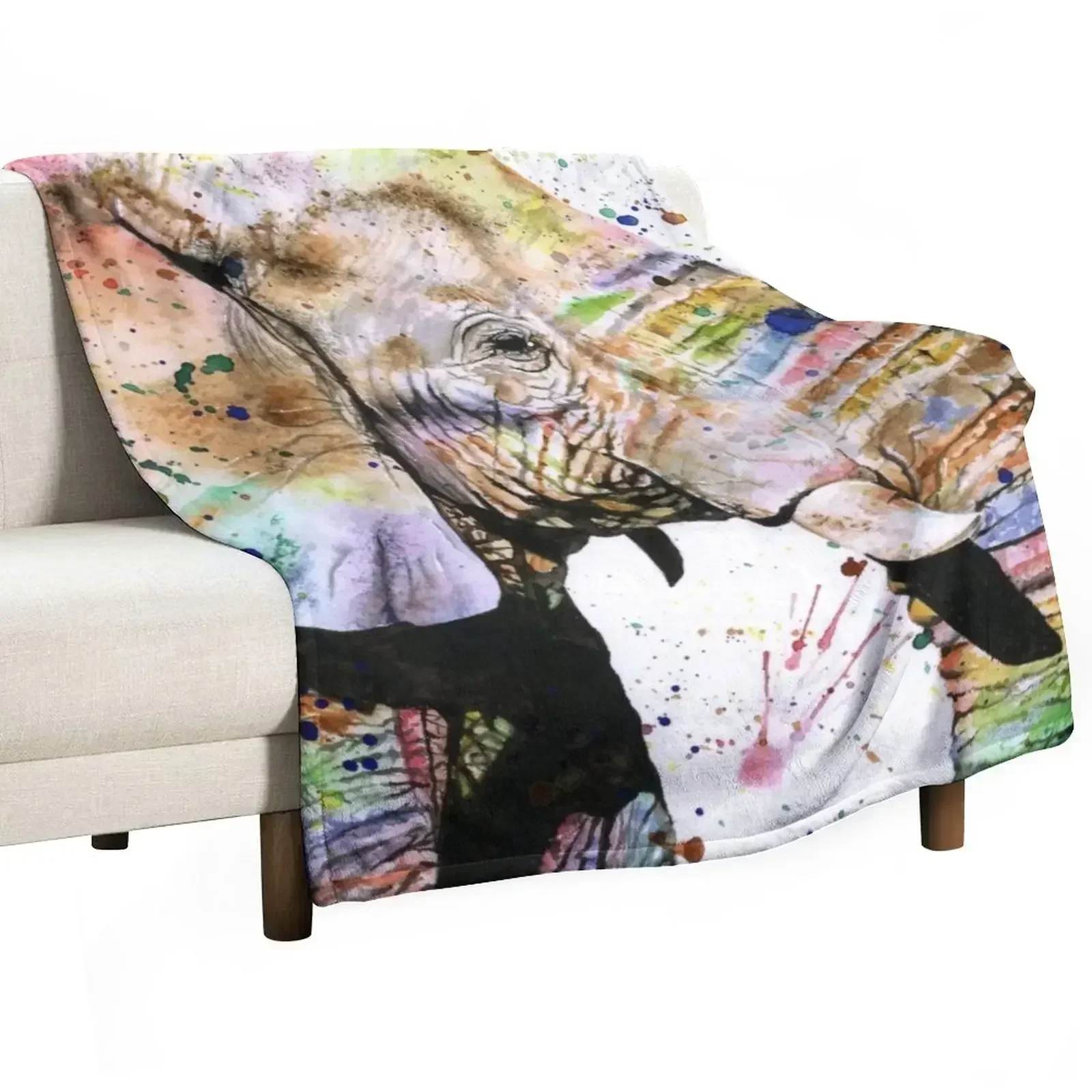 

Watercolor Elephant Painting - Gentle Giant Throw Blanket Thermal Decorative Sofa Blankets